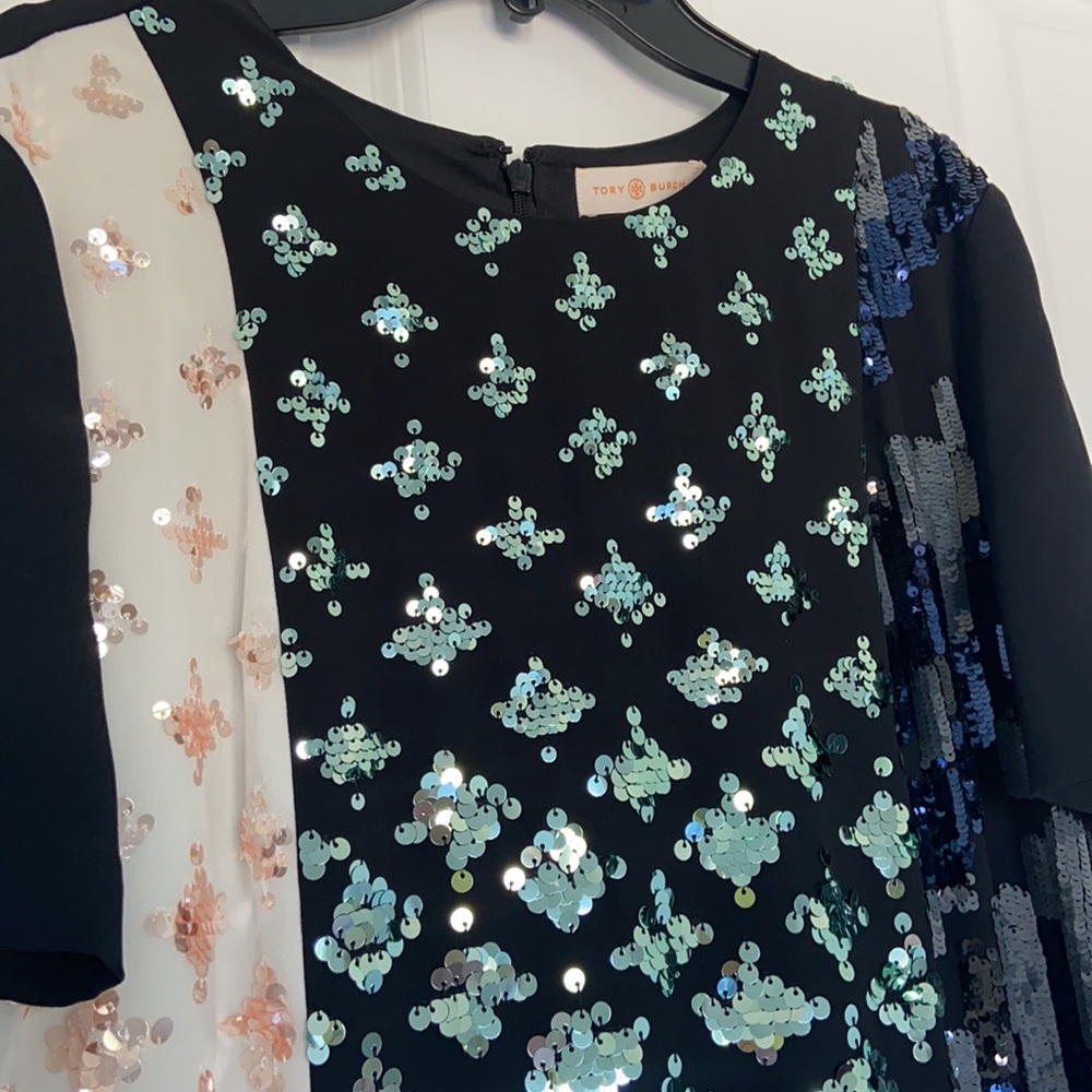 NWT Tory Burch Color block Sequin Dress - Picture 3 of 7